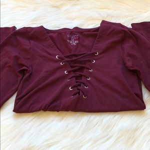 Burgundy Stretchy Long-Sleeve